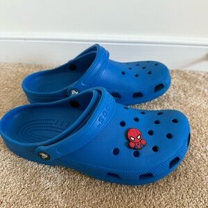 Blue Crocs with Spider-Man Jibbitz